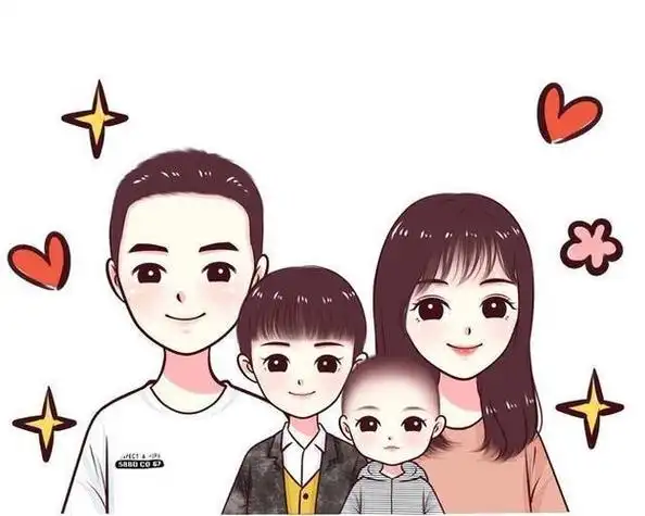 一家四口双胞胎男孩儿头像