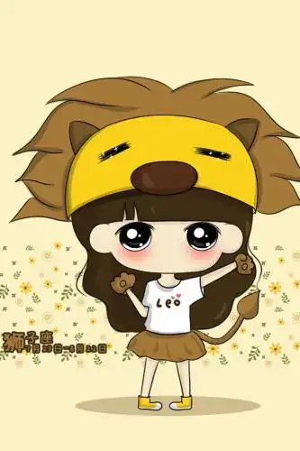 十二星座可爱女孩小希手机壁纸 640x960 狮子座