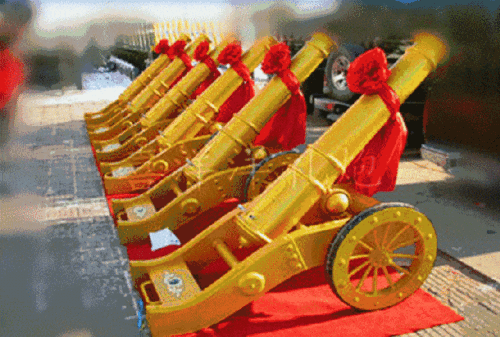 (人流不断,络绎不绝) 现场随着主持人的一声号令,礼炮齐鸣,舞台上两位