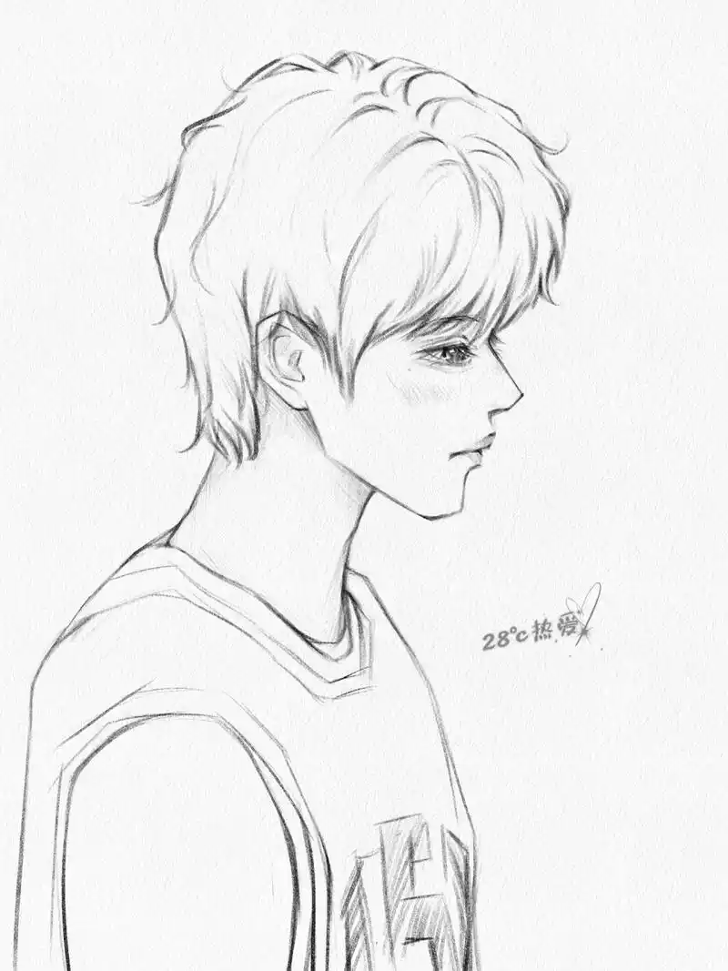 男生线稿练习/侧脸