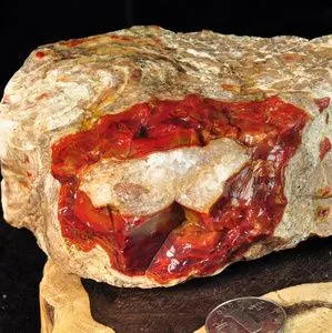 000人付款淘宝天然北票战国红缟玛瑙原石鸡血红毛料辽宁朝阳 矿标