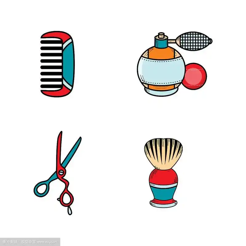 扁平理发店工具图标