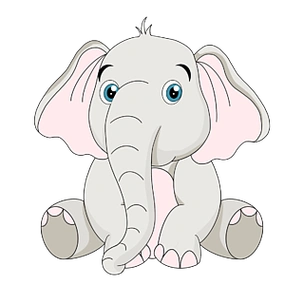 手绘卡通灰色大象剪贴画
