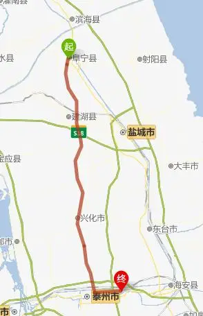 盐城市阜宁县到姜堰市怎么走驾车204国道
