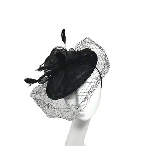 欧式亚马逊手工麻纱发饰 神秘面纱头饰西式宴会女士礼帽