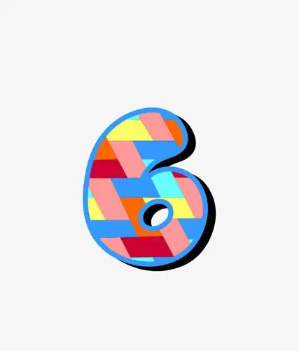 手绘飞机小旗子卡通手绘彩色的数字6