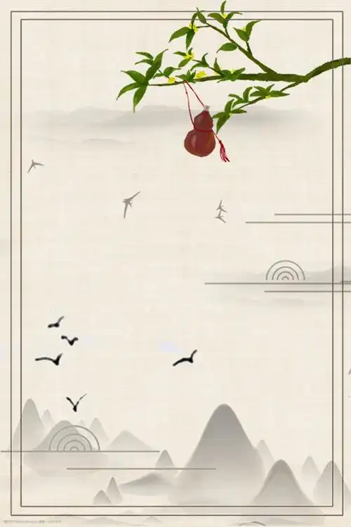 淡雅水墨边框古风海报背景