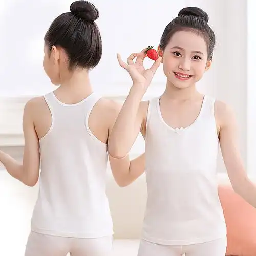 女童小背心纯白色工字背女孩文胸长款无钢圈发育期打底学生12大童