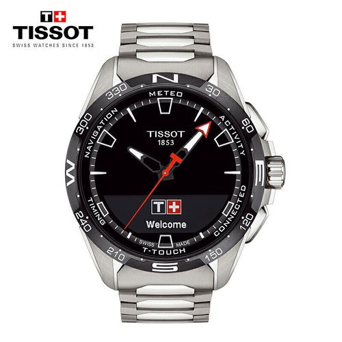 天梭(tissot)瑞士手表 腾智无界系列黄晓明太阳能智能男士石英表t121.