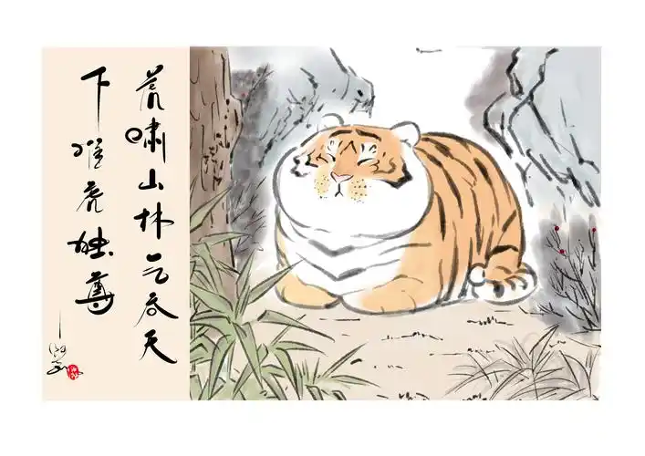 猛/萌虎下山图最萌卡通