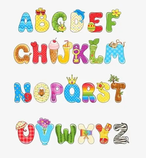 卡通英文字母png素材-90设计