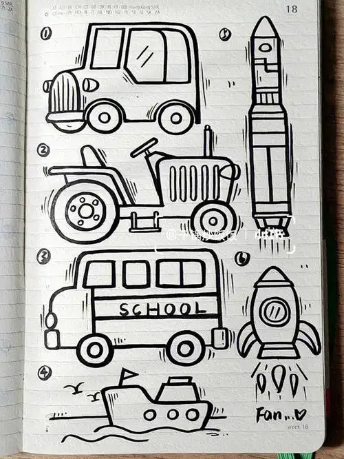 今日简笔画(69)‖交通工具第四弹!🚗