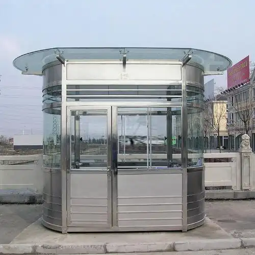 圆形道闸不锈钢收费亭定制上海岗亭厂家按需定做户外吸烟室成品