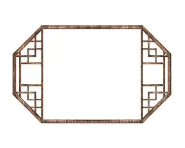 中式窗花素材古典窗户边框蓝色手绘古风中国风古典古代窗户边框元素