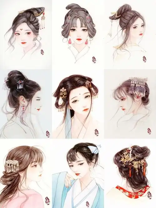 图源:野篆推荐一些美美的古风女子发型手绘图吧,真的超级好看呐,画的