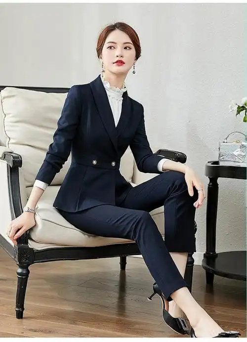 美西官高端职业装气质女神范春秋季时尚套装女商务正装工作服p衬衫xxl