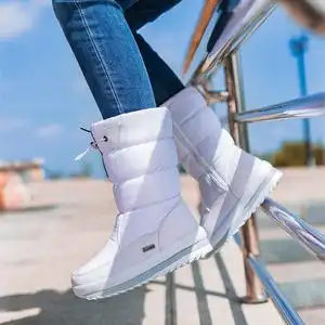 零下40度加绒白色雪地靴女防水高筒东北棉鞋抗寒保暖大码4142棉靴