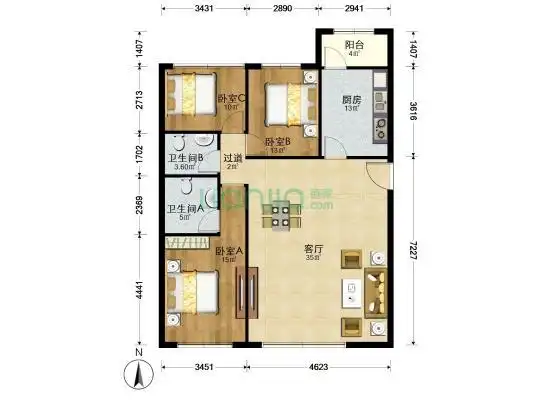 北京印象 3室2厅 1098万
