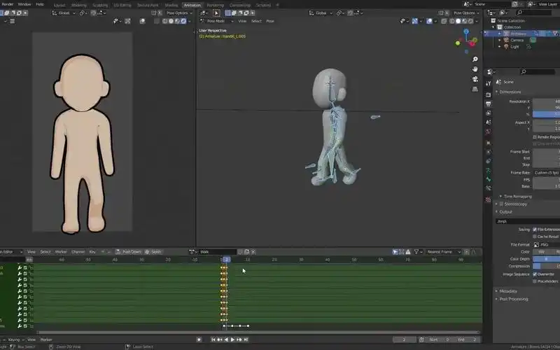 使用blender制作2d行走图rpgmaker