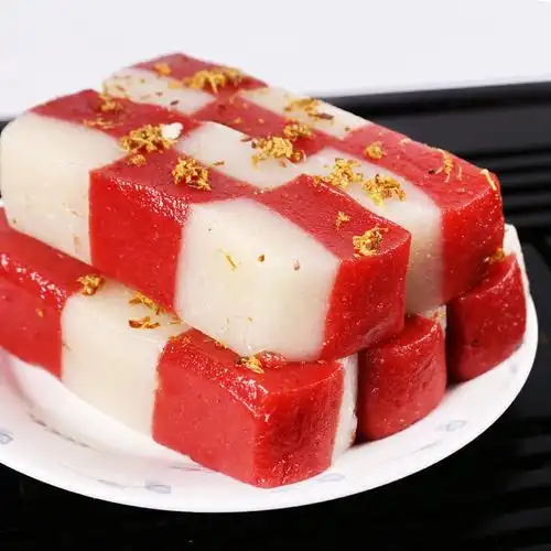 苏州美食产蜜糕桂花糕葑观前街传统糕点点桂花糕400g红白默认版本