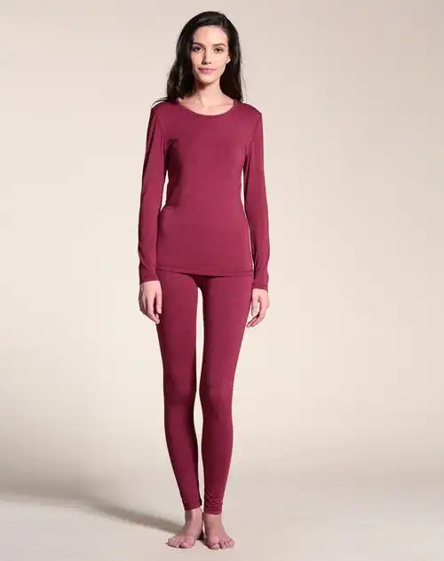 女士枣红保暖内衣套装