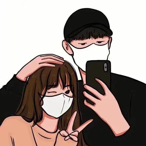 和男朋友很喜欢的一组情侣摸头漫画头像