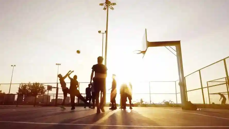 唯美黄昏逆光,打篮球 (3)