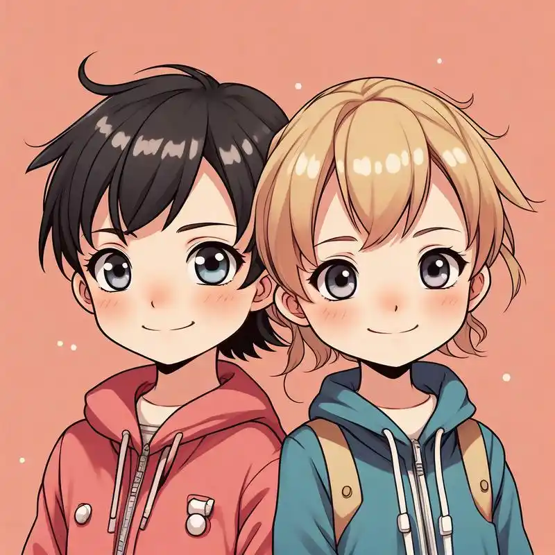 姐弟二人可爱q版头像 9196