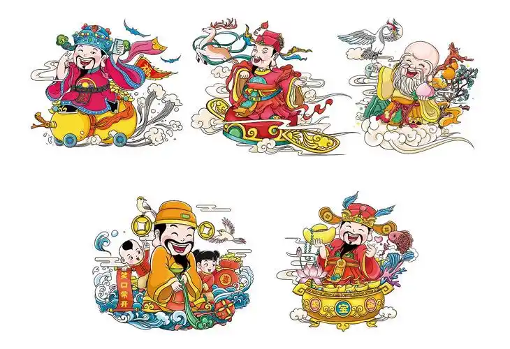 国潮插画 国潮包装 福禄寿喜财ip设计|插画|商业插画|波波可可 - 原创