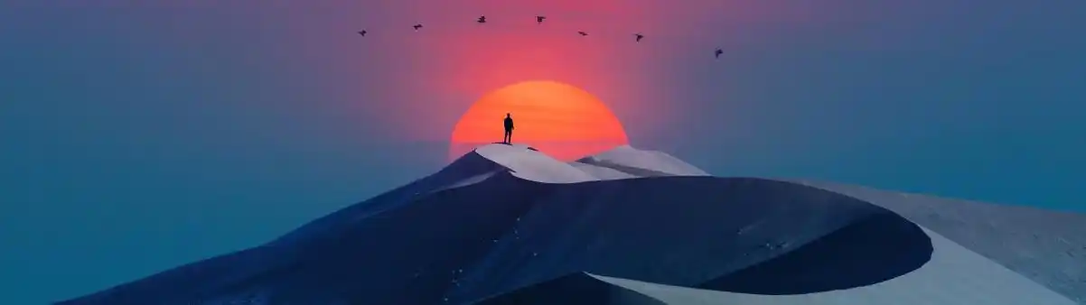 日落 太阳 夜晚 一个人 唯美风景3840x1080电脑壁纸_4k风景图片高清