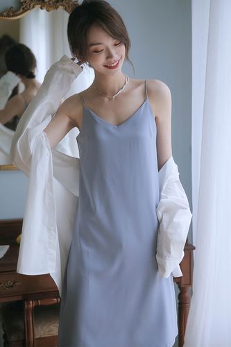 白色吊带睡裙女内夏季冰丝薄款性感带胸睡衣睡裙