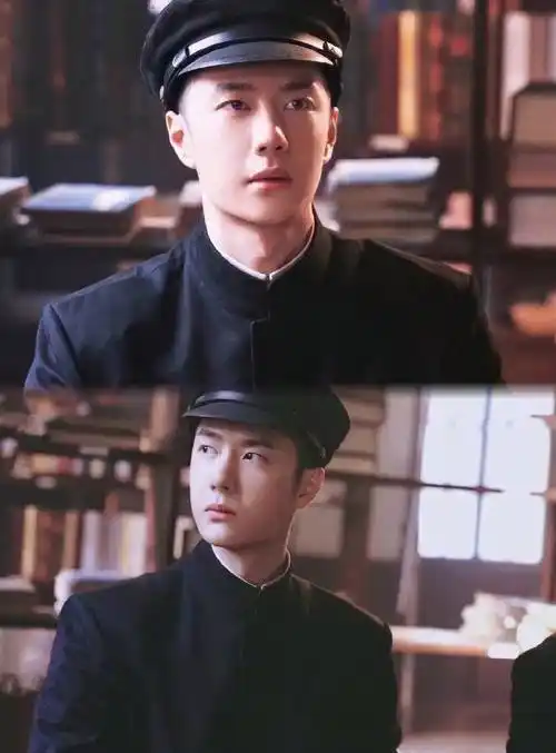 王一博军装造型和回眸一笑