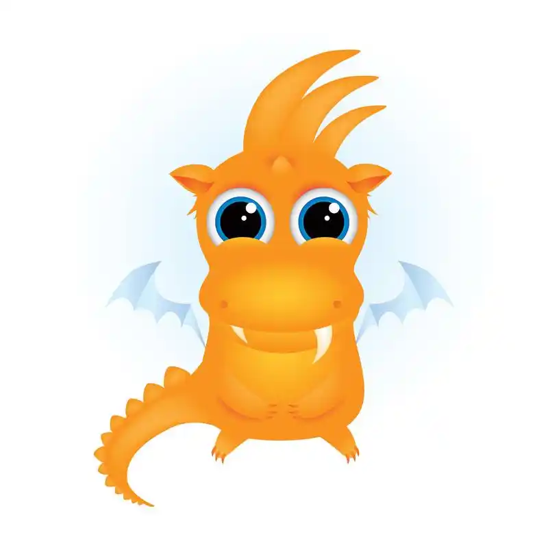可爱的橙色卡通龙,可爱的橙色卡通龙