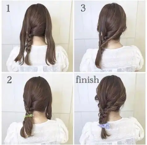 中长发女生甜美侧编发发型