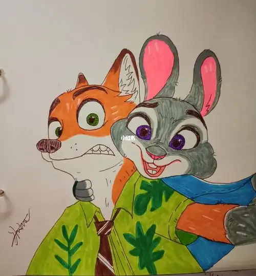 绘画临摹  #疯狂动物城  尼克/朱迪