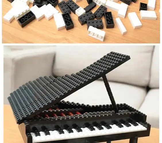 兼容乐高钢琴 大小颗粒女孩儿童拼装积木 成年高难度自我挑战3d早教