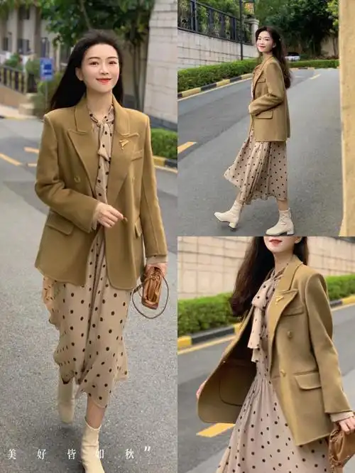 秋冬也要温柔经典茶棕色外套百看不厌
