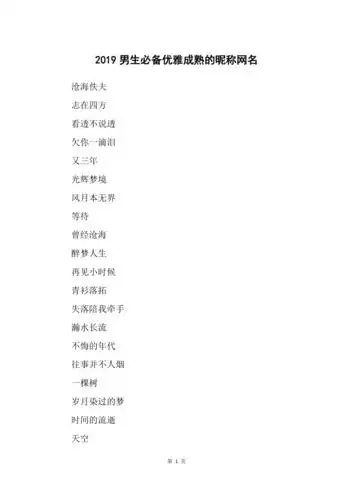 2019男生必备优雅成熟的昵称网名