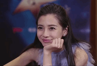 soogif soogif出品 angelababy 杨颖 托下巴 笑