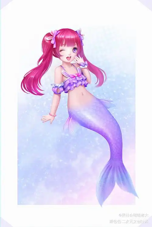 首推原创原创角色厚涂泳衣人鱼我要上首推少女插画未成年的美人鱼