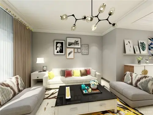 金色花园三室二厅现代简约装修效果图