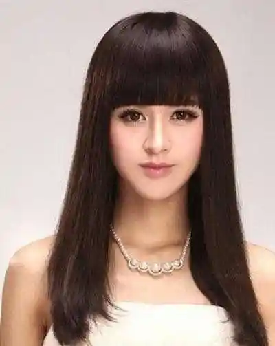 圆脸女生短发直发发型推荐,彰显个性>>直发齐刘海韩式发型 打造淑女