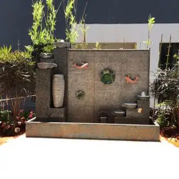 可狄 流水影壁墙室外 流水石水幕墙水景喷泉鱼池背景墙定制石材屏风