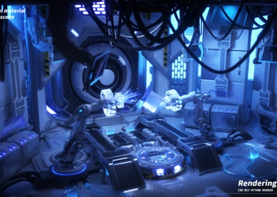 c4d科技管道机械类工作间实验室场景2.