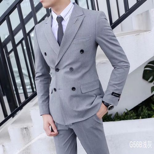 秋季时尚西服套装男士两件套青年商务韩版修身潮新郎结婚西装礼服