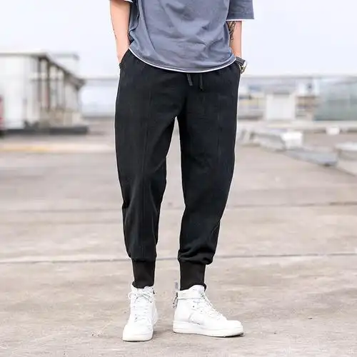 夏款裤子男 时尚工装哈伦裤男士收脚裤韩版九分裤宽松休闲裤男9分