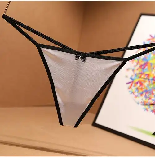 浪莎langsha丁字裤一根线性感火辣冰丝绸缎面女内裤低腰t型一根线
