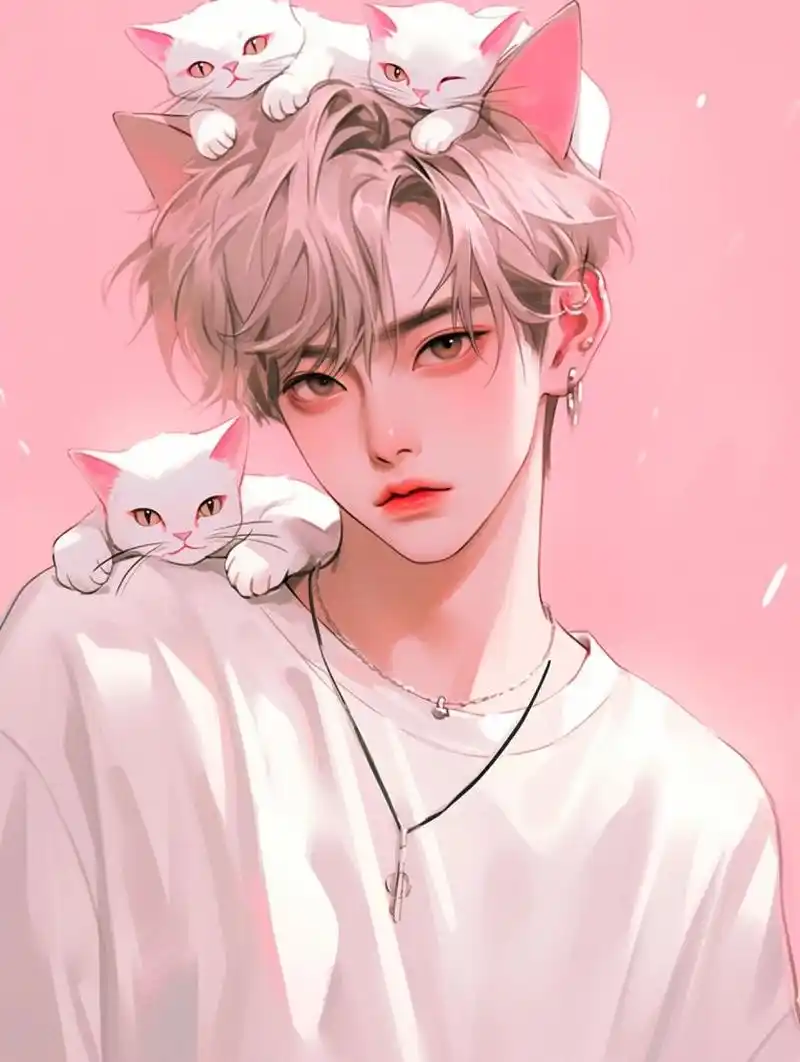 超帅的男生头像「粉色版2」  第二期猫系男友粉色版,男生头像 上一期