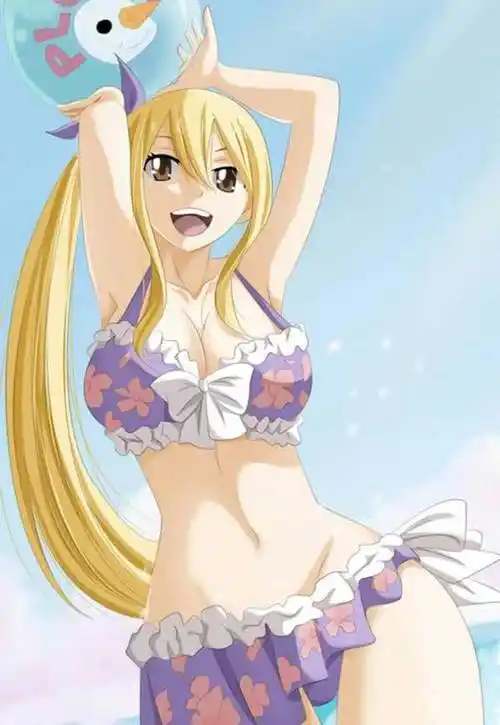 妖精的尾巴女主角露西泳装同人福利图