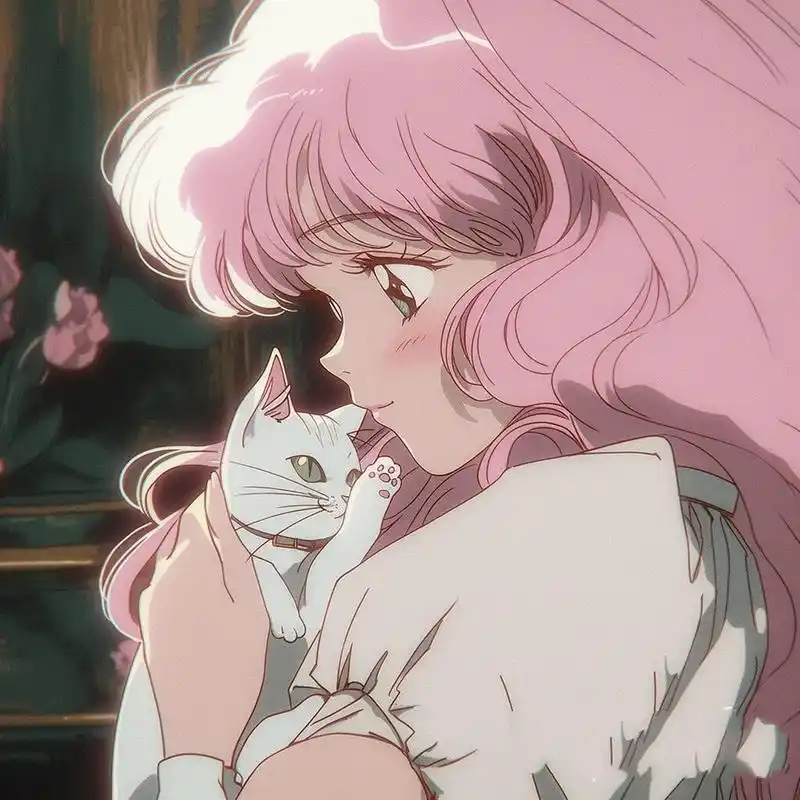 少女和猫|复古旧漫女生头像